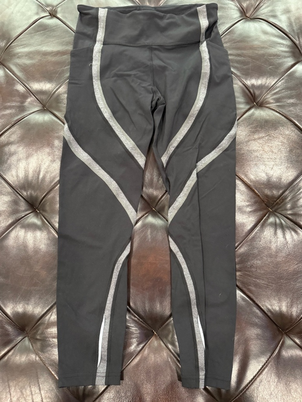 lululemon athletica Black Leggings with Gray Side Stripe